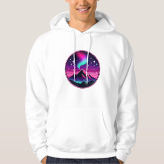 Veste À Capuche Neon Mountain Under Starry Sky - Nuit futuriste