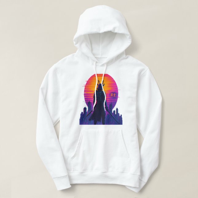 Veste À Capuche Neon Samurai - Cyberpunk Warrik Art (Design devant)