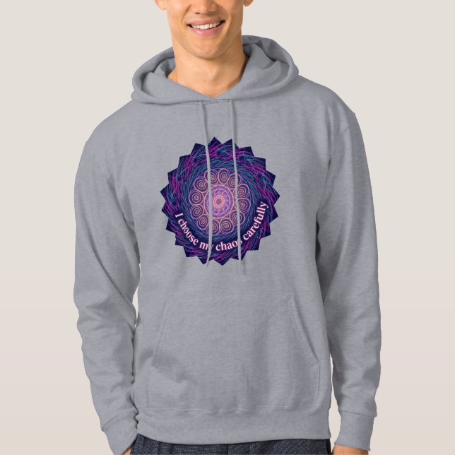 Veste À Capuche Neurodivergent Chaos Quote Neon Mandala Art (Devant)