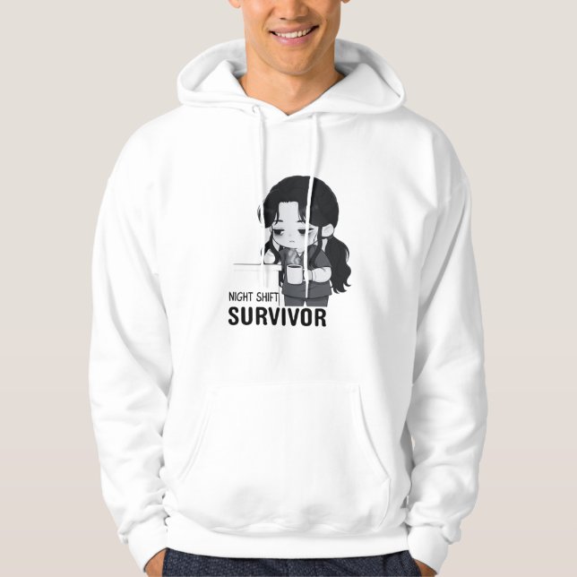 Veste À Capuche Night Shift Survivor Relatable Chibi Nurse Illustr (Devant)