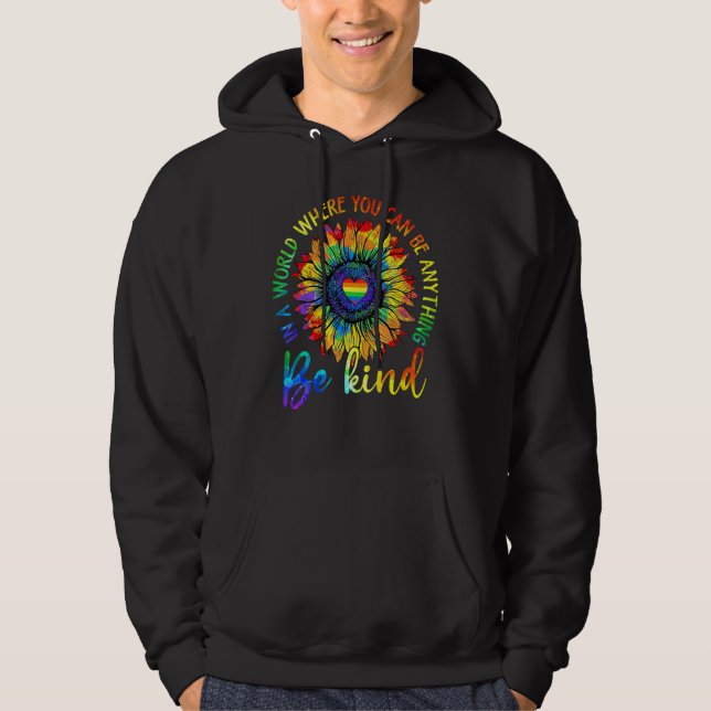 Veste À Capuche N'Importe Quoi Être Gentil Graphisme Lgbt Rainbow  (Devant)