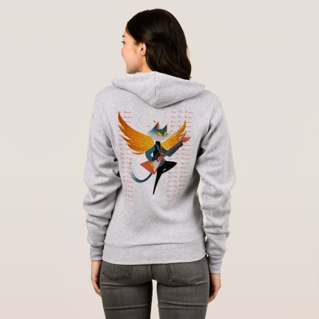 Veste À Capuche Nirvana Chat avec Guitare & Ailes – Capuche Zip Fe (Dos entier)