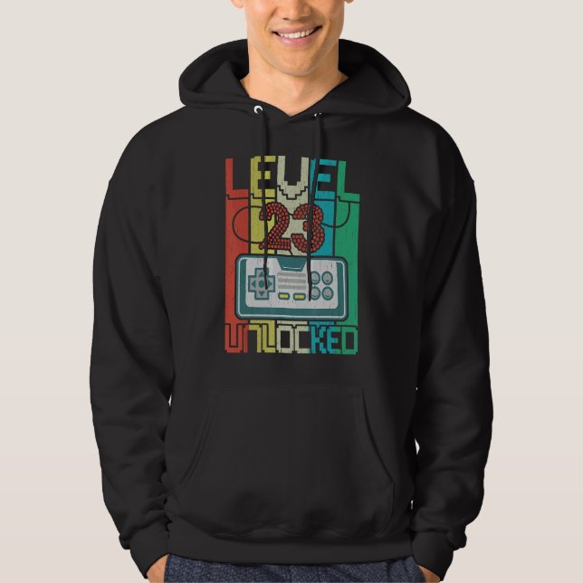 Veste À Capuche Niveau 23 Jeu vidéo déverrouillé 23e anniversaire (Devant)