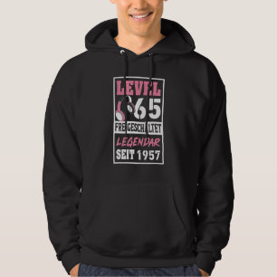 Veste À Capuche Niveau 65 ans Gamer Girl depuis 1957 Anniversaire 