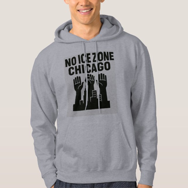 Veste À Capuche No ICE Zone Hoodie – Raised Fists Over Chicago Sky (Devant)