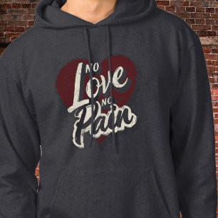 Veste À Capuche No Love No Pain Distressed Heart Typographie Art