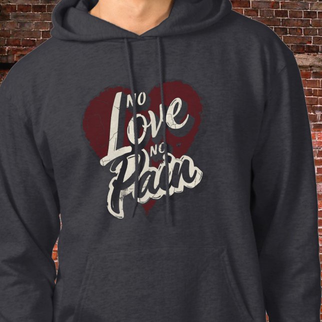 Veste À Capuche No Love No Pain Distressed Heart Typographie Art (Créateur téléchargé)