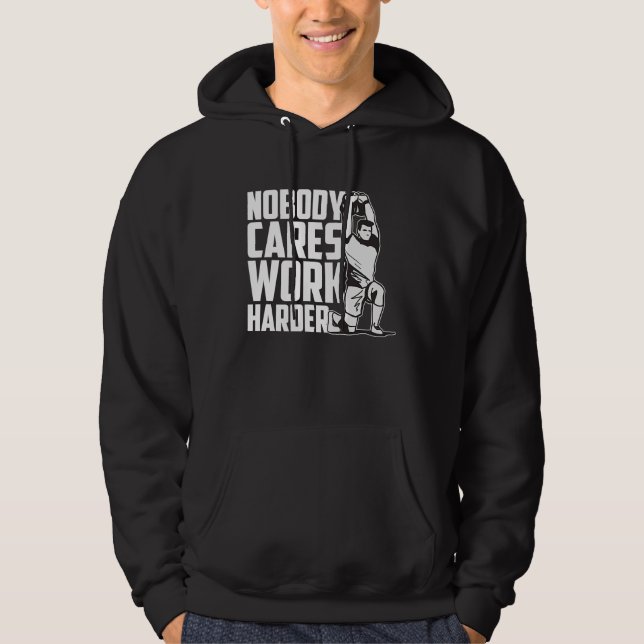 Veste À Capuche Nobody Cares Work Harder Fitness Trainer Motivatio (Devant)