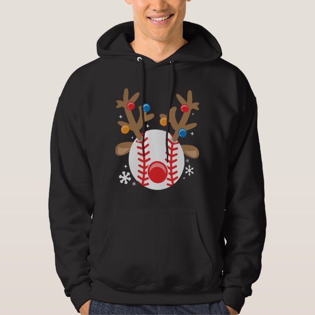 Veste À Capuche Noel amusant de Reindeer de baseball (Devant)