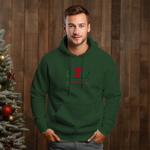 Veste À Capuche Noël Personnalisé Monogramme & Nom Hommes
