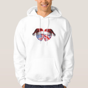 Veste À Capuche Noël Royaume-Uni USA Coeurs patriotiques