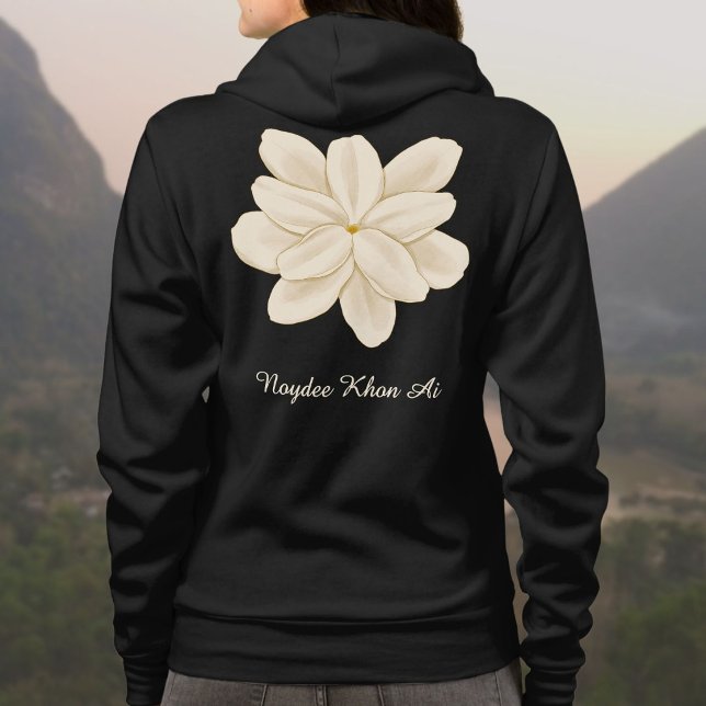 Veste À Capuche Nom de fleur blanche de jasmin avant et arrière (Créateur téléchargé)
