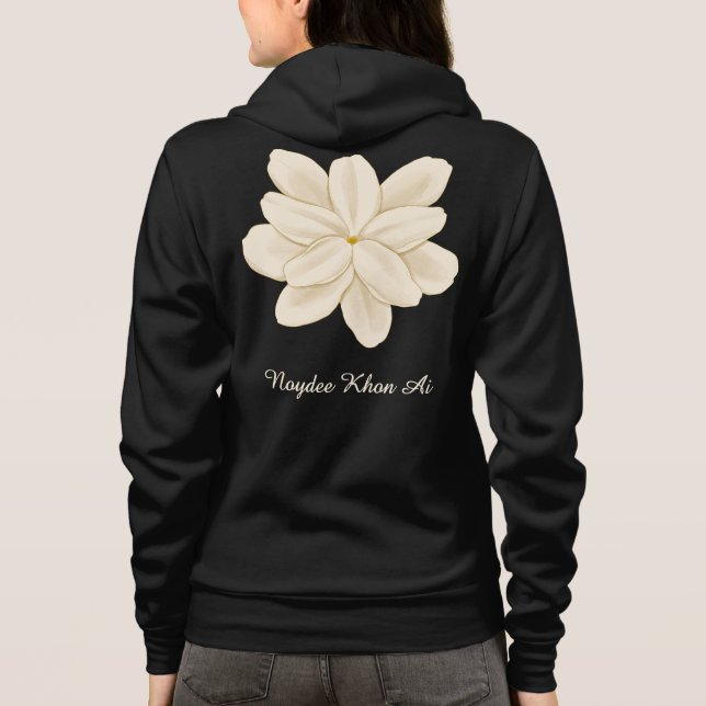 Veste À Capuche Nom de fleur blanche de jasmin avant et arrière (Dos)