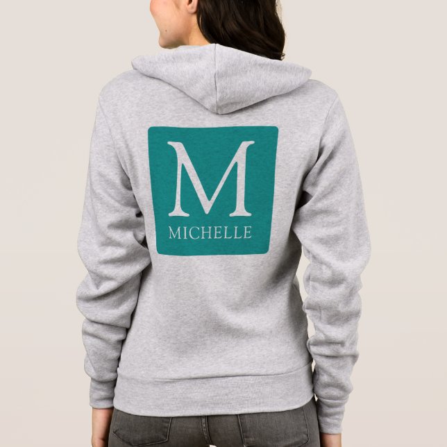 Veste À Capuche Nom de monogramme personnalisé Femme impression av (Dos)