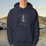 Veste À Capuche Nom du bateau d'Ancre nautique du capitaine person<br><div class="desc">Un design nautique avec une ancre,  personnalisée avec le nom du capitaine,  le nom du bateau et l'emplacement. Conçu par Thisisnotme©</div>