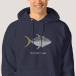 Veste À Capuche Nom du bateau de pêche au thon<br><div class="desc">Un poisson de thon amusant avec un sourire enjoué,  parfait pour ceux qui aiment le poisson,  la nourriture et la pêche. Art original de Nic Squirrell. Changez le nom ou le texte du bateau pour personnaliser.</div>