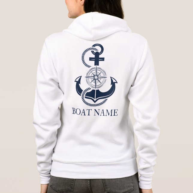 Veste À Capuche Nom du bateau nautique Ancre bleue Premier mât (Dos)
