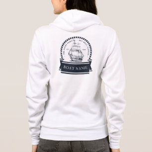 Veste À Capuche Nom du bateau nautique bleu marine de luxe