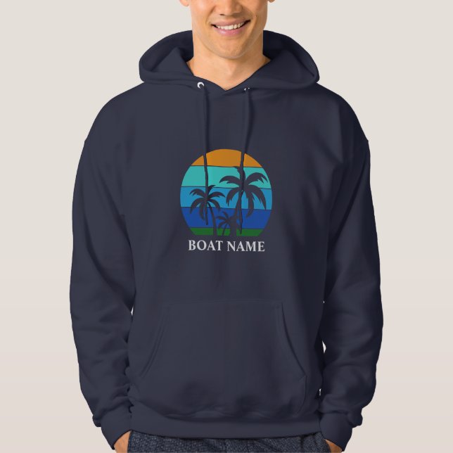 Veste À Capuche Nom du bateau Sun Palm Trees Blue (Devant)