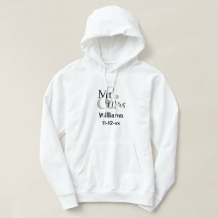 Veste À Capuche Nom personnalisé M. & Mme Mariage Couple