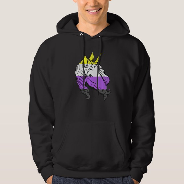 Veste À Capuche Nonbinary Unicorn Nonbinary Flag LGBTQ Nonbinary P (Devant)