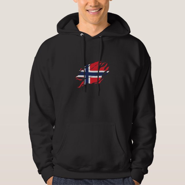 Veste À Capuche Norvège Drapeau en moi, scandinavie à l'intérieur  (Devant)