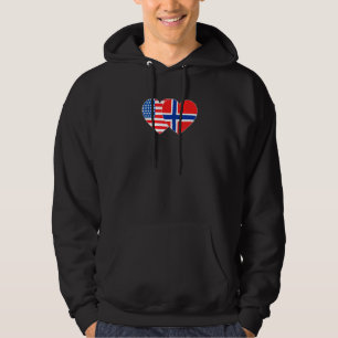 Veste À Capuche Norvège&USA Drapeau Double Coeur pour Norvégiens A