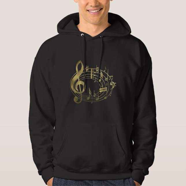 Veste À Capuche Notes musicales d'or dans la forme ovale (Devant)