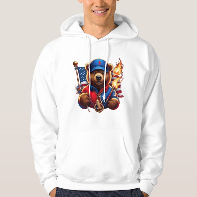 Veste À Capuche Nounours avec drapeau en feu (Devant)