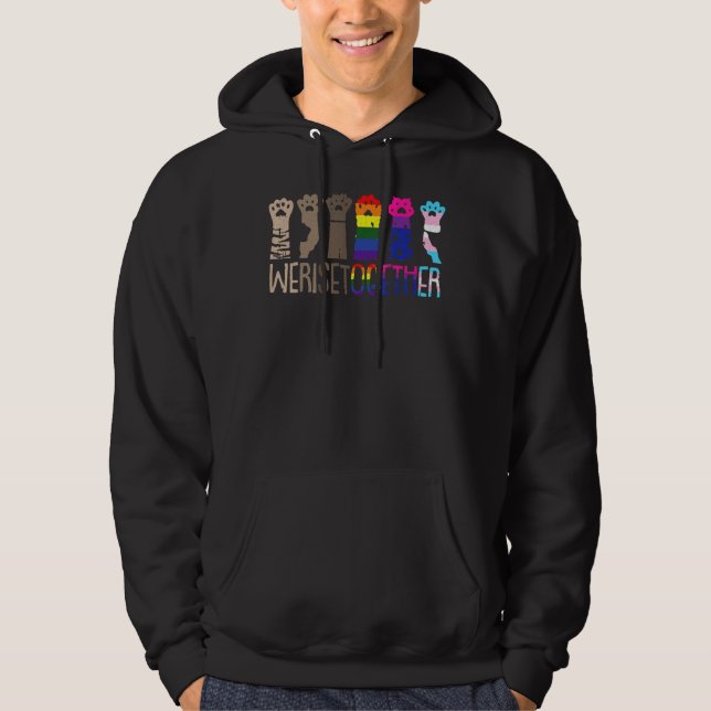 Veste À Capuche Nous nous levons Ensemble Gay pride Chat Empreinte (Devant)