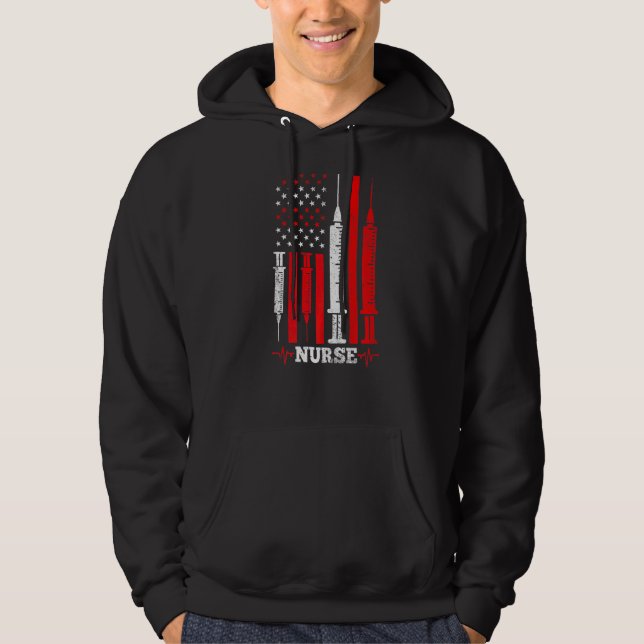 Veste À Capuche Nurs stéthoscopiques de l'infirmière du drapeau am (Devant)
