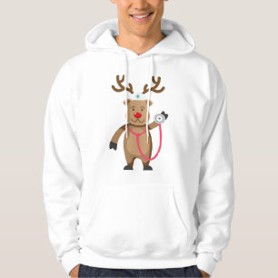 Veste À Capuche NURSE REINDEER Funny Mignonne oeuvre de Noël Nursi