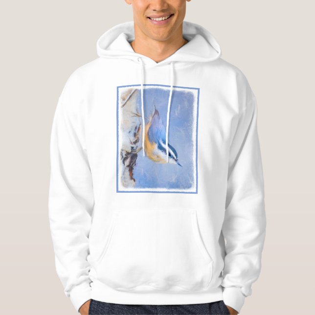 Veste À Capuche Nuthatch à poitrine rouge Peinture d'art original  (Devant)
