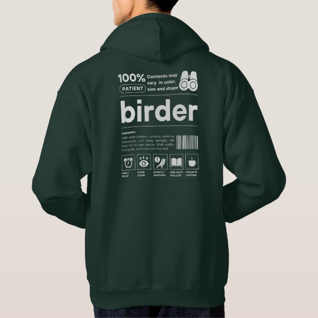 Veste À Capuche Observation des oiseaux Humour Birder drôle Code à (Dos)