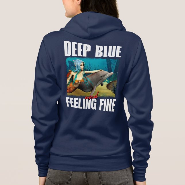Veste À Capuche Océan Bleu Sentimental Art Mermaid Dauphin (Dos)