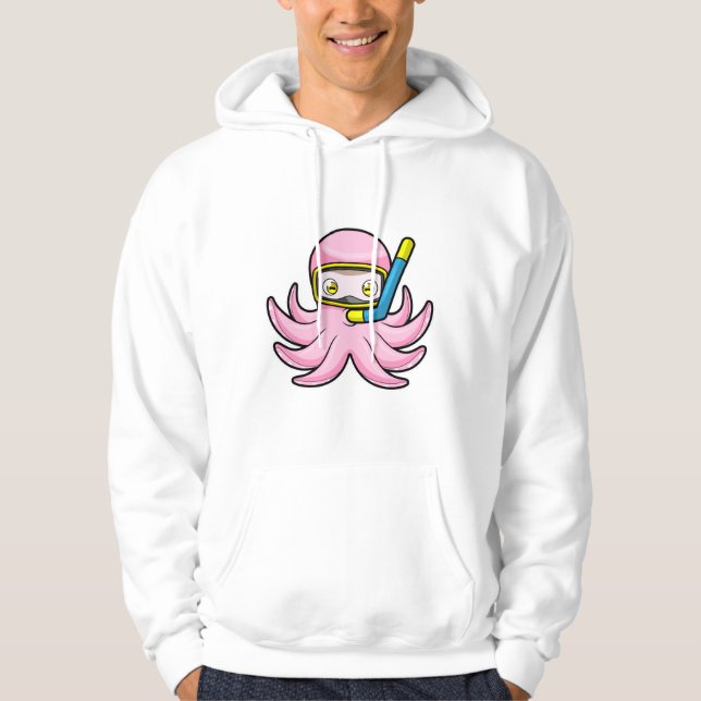 Veste À Capuche Octopus à la plongée avec tuba et lunettes de nata (Devant)