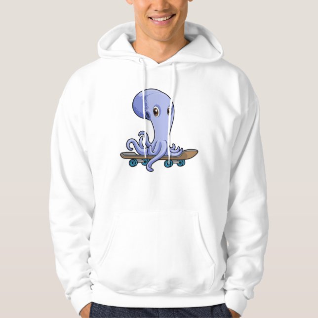 Veste À Capuche Octopus comme patineur avec skateboard (Devant)