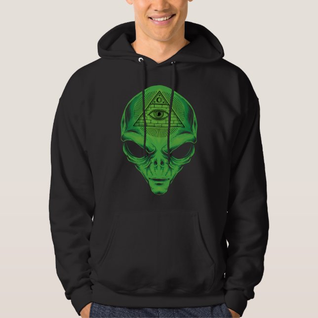 Veste À Capuche Œil omniscient extraterrestre Illuminati Style gra (Devant)