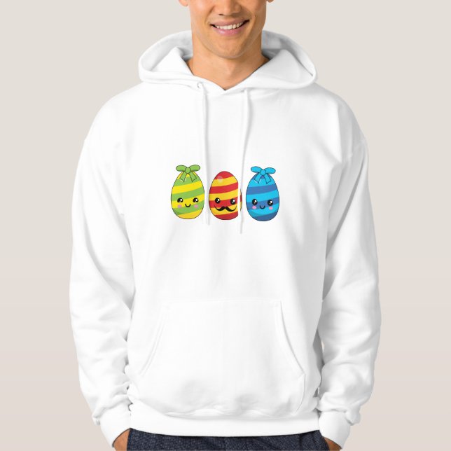 Veste À Capuche Oeufs de Pâques de Kawaii avec des rubans (Devant)
