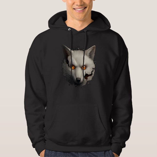 Veste À Capuche Œuvre d'art fantastique Renard Blanc Fox (Devant)