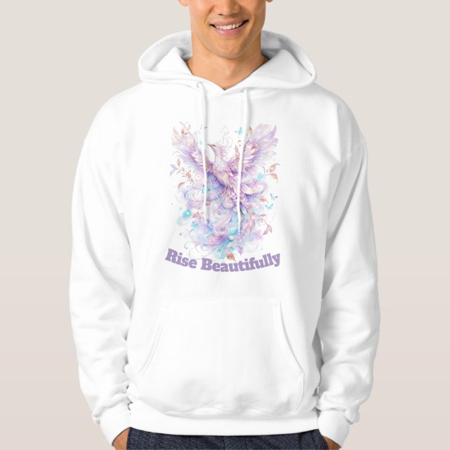 Veste À Capuche Oiseau Phénix Pastel | Aquarelle Fantastique Éthér (Devant)