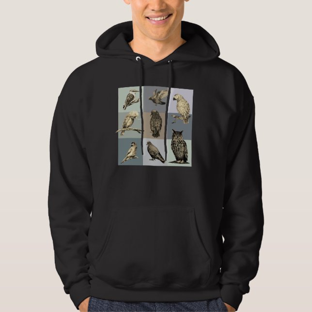 Veste À Capuche OISEAUX, perroquets, hibou, pigeons, kookaburra (Devant)