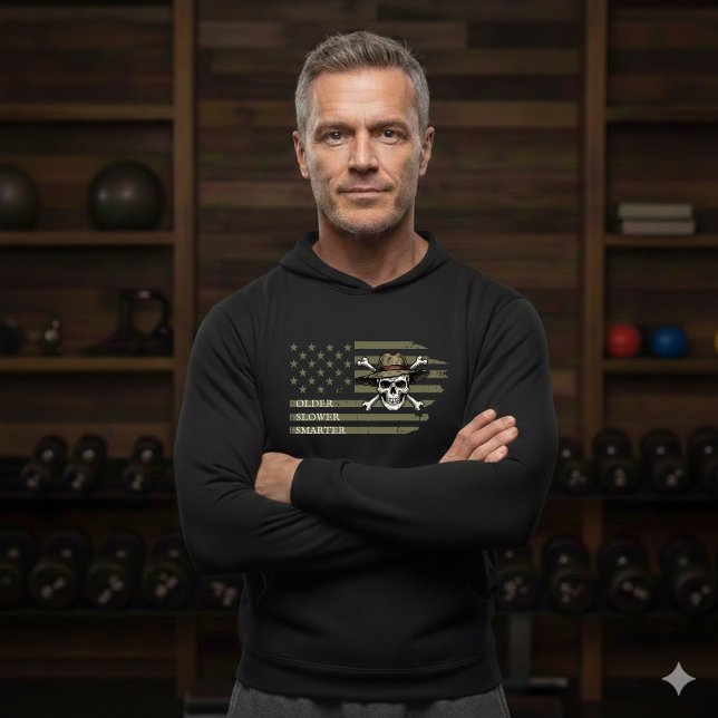Veste À Capuche Older Slower Smarter American Flag Skull Hoodie (Créateur téléchargé)