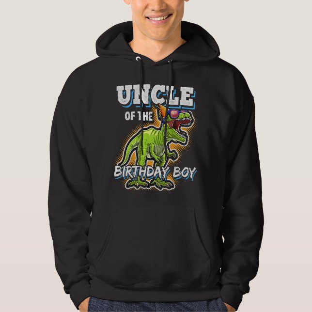 Veste À Capuche Oncle du garçon de la fête d'anniversaire dinosaur (Devant)