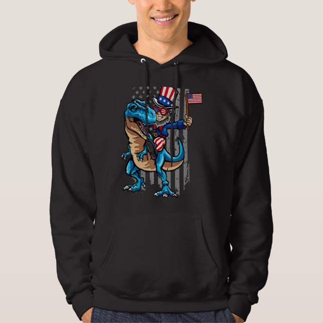 Veste À Capuche Oncle Sam Rex Dinosaur Amérique 4 juillet États-Un (Devant)