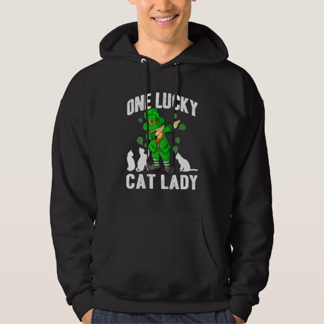 Veste À Capuche One Lucky Cat Lady St Patricks Day Dabbing Leprech (Devant)