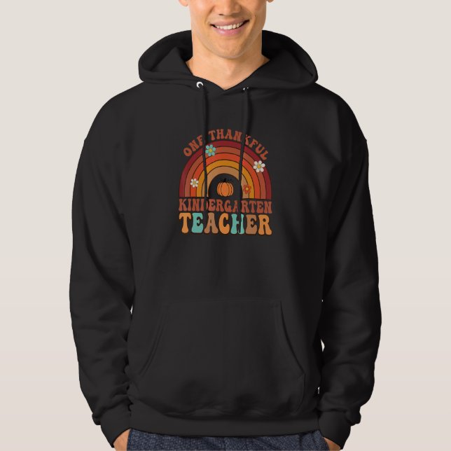 Veste À Capuche One Thankful Teacher Groovy Thanksgiving Rainnow T (Devant)