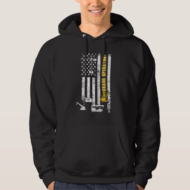 Veste À Capuche Opérateur de grue fier drapeau américain Conducteu (Devant)