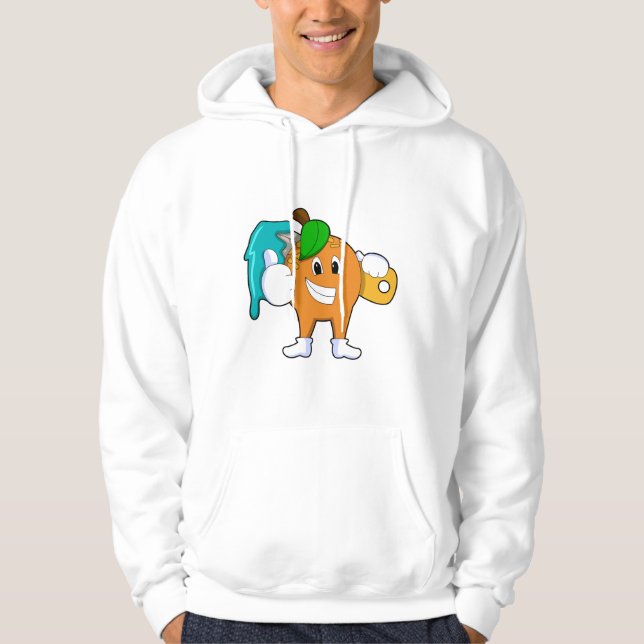 Veste À Capuche Orange comme Peintre avec pinceau (Devant)