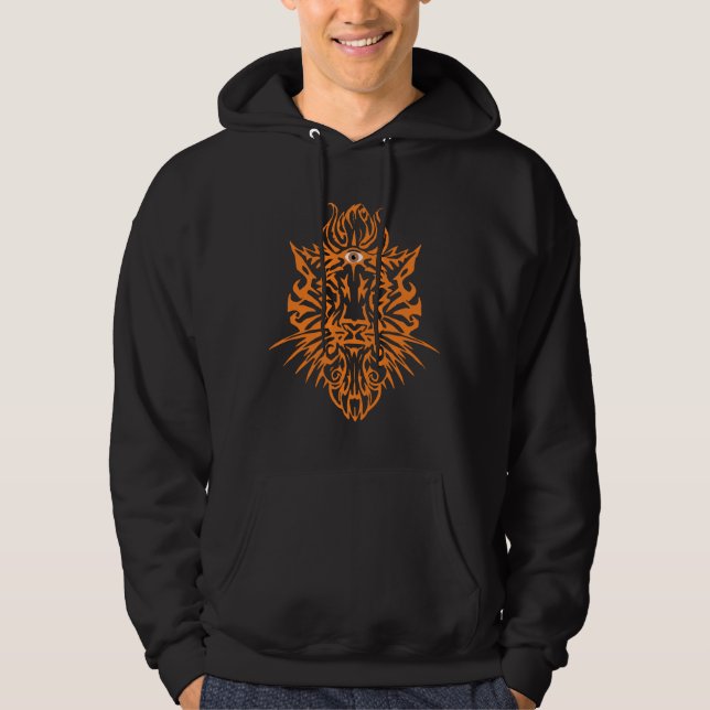 Veste À Capuche Orange du lion du troisième oeil (Devant)